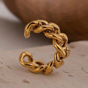 NEW 18K Gold Plated Link Chain Adjustable Ring b